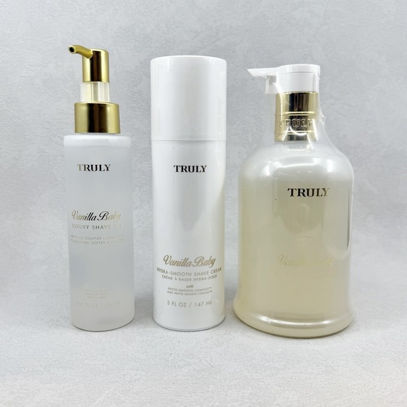 TRULY Other - TRULY Vanilla Baby Set Shave Oil Shave Cream Body Wash Full Size Sealed Bottles